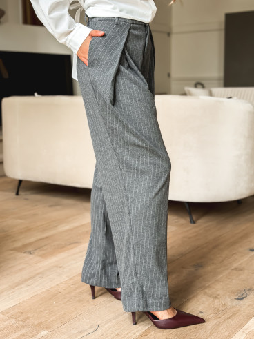 Pantalon ligné Justine - Gris