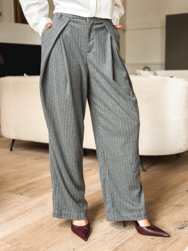 Pantalon ligné Justine - Gris