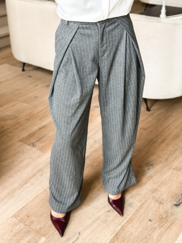 Pantalon ligné Justine - Gris