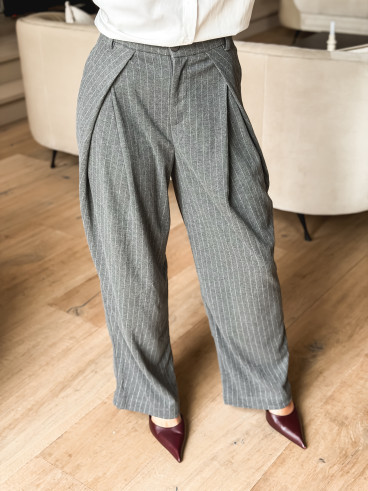 Pantalon ligné Justine - Gris