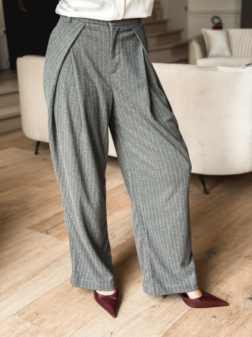 Pantalon ligné Justine - Gris