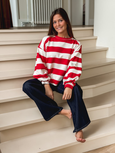 Pull ligné Esméa - Rouge/Ecru Pull ligné Esméa - Rouge/Ecru