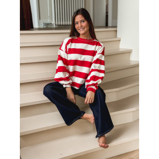 Pull ligné Esméa - Rouge/Ecru