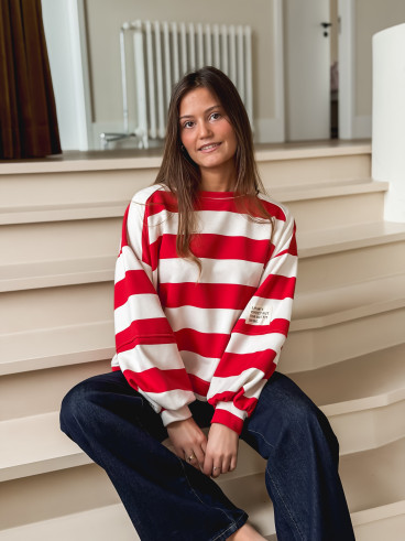 Pull ligné Esméa - Rouge/Ecru Pull ligné Esméa - Rouge/Ecru