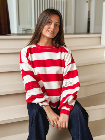 Pull ligné Esméa - Rouge/Ecru Pull ligné Esméa - Rouge/Ecru