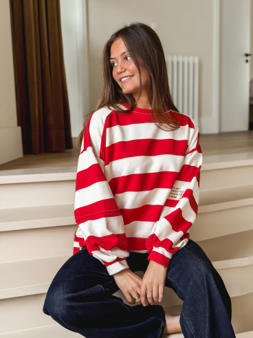 Pull ligné Esméa - Rouge/Ecru Pull ligné Esméa - Rouge/Ecru