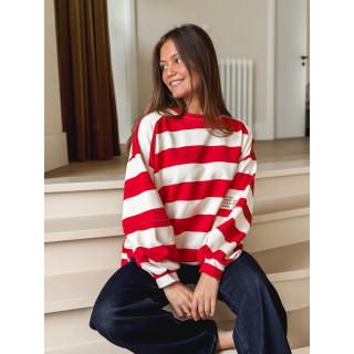 Pull ligné Esméa - Rouge/Ecru