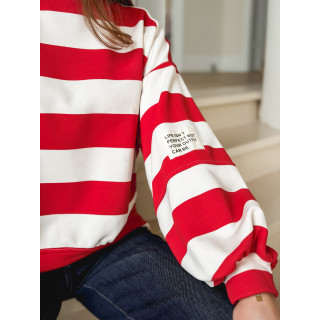 Pull ligné Esméa - Rouge/Ecru
