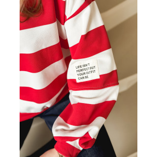 Pull ligné Esméa - Rouge/Ecru