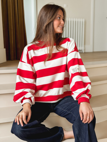 Pull ligné Esméa - Rouge/Ecru Pull ligné Esméa - Rouge/Ecru
