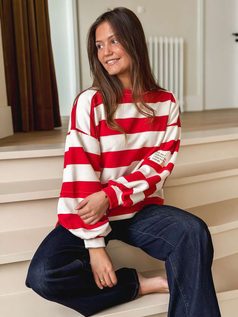 Pull ligné Esméa - Rouge/Ecru Pull ligné Esméa - Rouge/Ecru