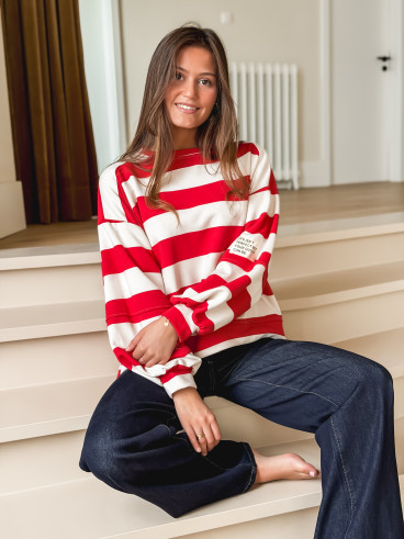Pull ligné Esméa - Rouge/Ecru Pull ligné Esméa - Rouge/Ecru