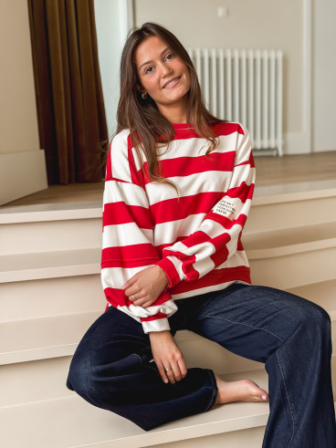 Pull ligné Esméa - Rouge/Ecru Pull ligné Esméa - Rouge/Ecru