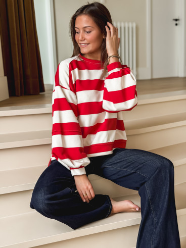 Pull ligné Esméa - Rouge/Ecru Pull ligné Esméa - Rouge/Ecru