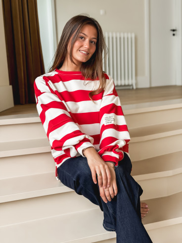 Pull ligné Esméa - Rouge/Ecru Pull ligné Esméa - Rouge/Ecru