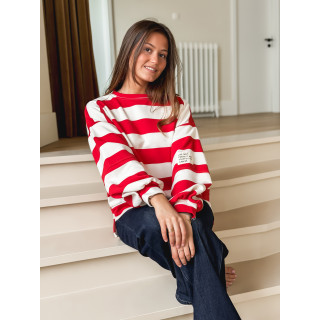 Pull ligné Esméa - Rouge/Ecru