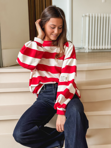 Pull ligné Esméa - Rouge/Ecru Pull ligné Esméa - Rouge/Ecru