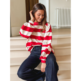 Pull ligné Esméa - Rouge/Ecru
