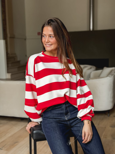 Pull ligné Esméa - Rouge/Ecru Pull ligné Esméa - Rouge/Ecru