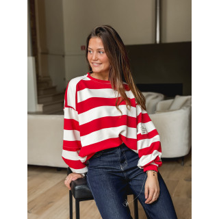 Pull ligné Esméa - Rouge/Ecru