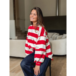 Pull ligné Esméa - Rouge/Ecru