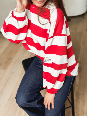Pull ligné Esméa - Rouge/Ecru Pull ligné Esméa - Rouge/Ecru