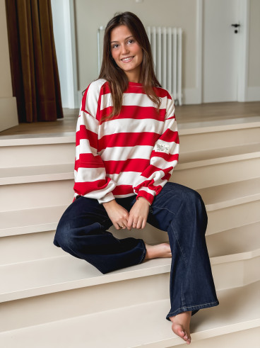 Pull ligné Esméa - Rouge/Ecru Pull ligné Esméa - Rouge/Ecru