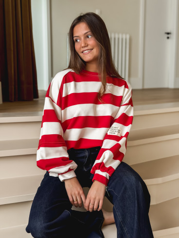 Pull ligné Esméa - Rouge/Ecru Pull ligné Esméa - Rouge/Ecru