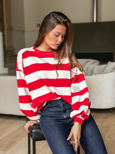 Pull ligné Esméa - Rouge/Ecru Pull ligné Esméa - Rouge/Ecru