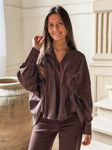 Blouse Ligné Carolinia - Chocolat