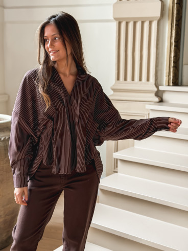 Blouse Ligné Carolinia - Chocolat