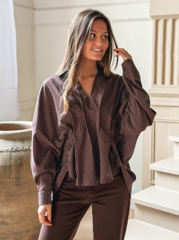 Blouse Ligné Carolinia - Chocolat