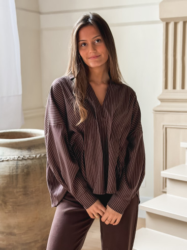 Blouse Ligné Carolinia - Chocolat