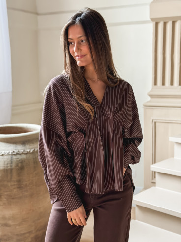Blouse Ligné Carolinia - Chocolat