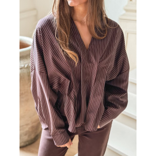 Blouse Ligné Carolinia - Chocolat