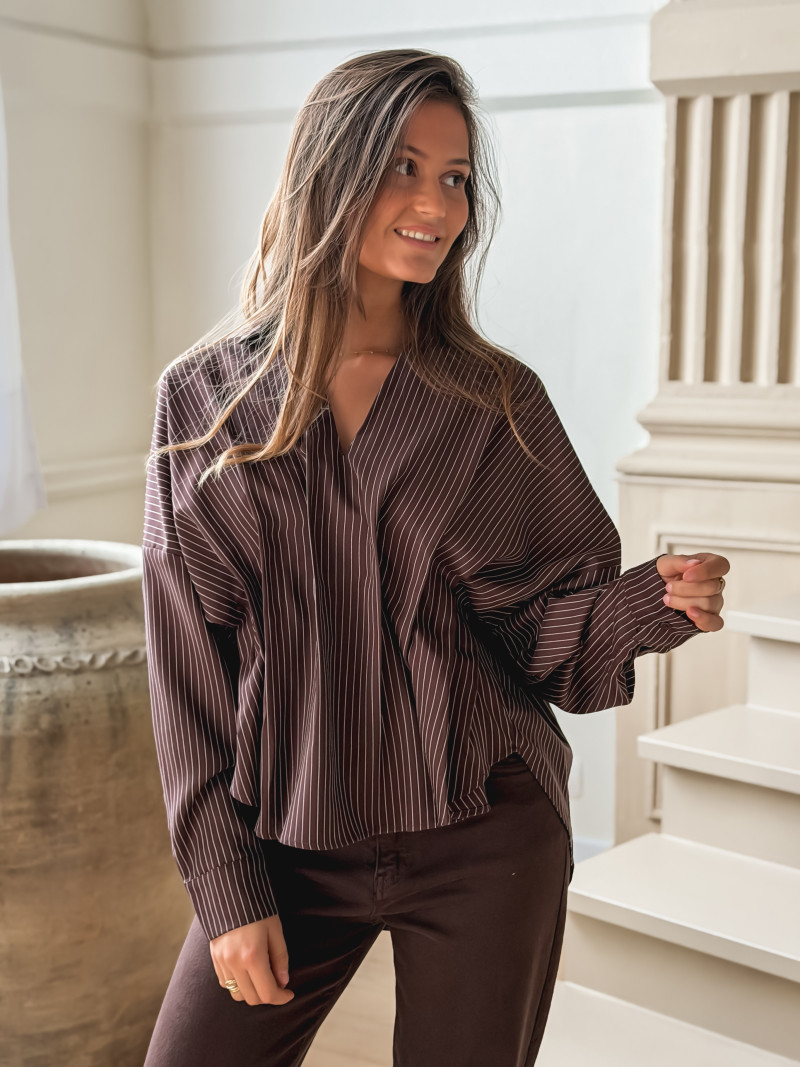 Blouse Ligné Carolinia - Chocolat