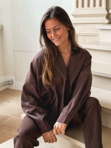 Blouse Ligné Carolinia - Chocolat