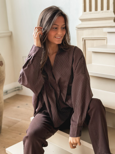 Blouse Ligné Carolinia - Chocolat
