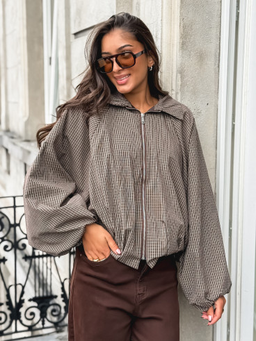 Veste à carreaux Noélise - Chocolat