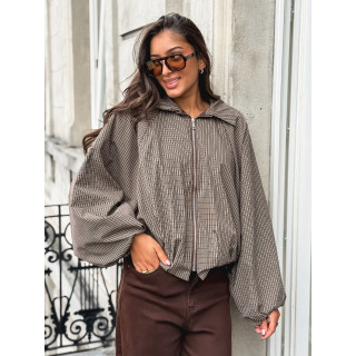 Veste à carreaux Noélise - Chocolat