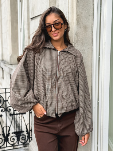 Veste à carreaux Noélise - Chocolat