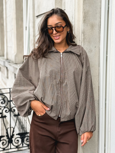 Veste à carreaux Noélise - Chocolat