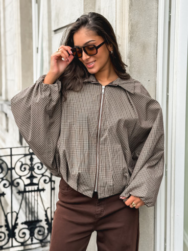 Veste à carreaux Noélise - Chocolat