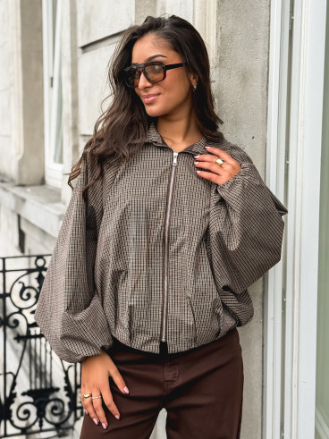 Veste à carreaux Noélise - Chocolat