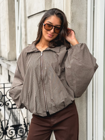 Veste à carreaux Noélise - Chocolat