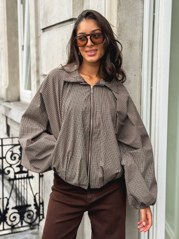 Veste à carreaux Noélise - Chocolat