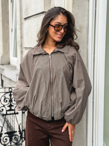 Veste à carreaux Noélise - Chocolat