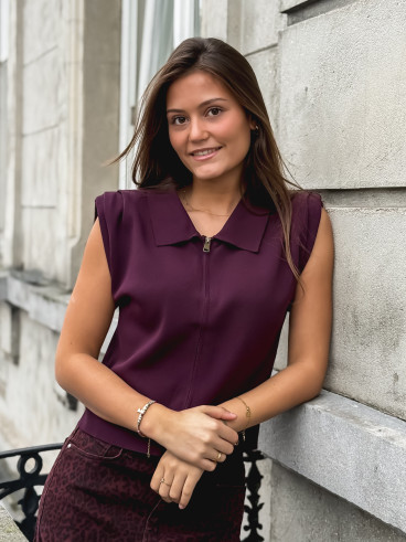 Blouse sans manches Veronika - Bordeaux