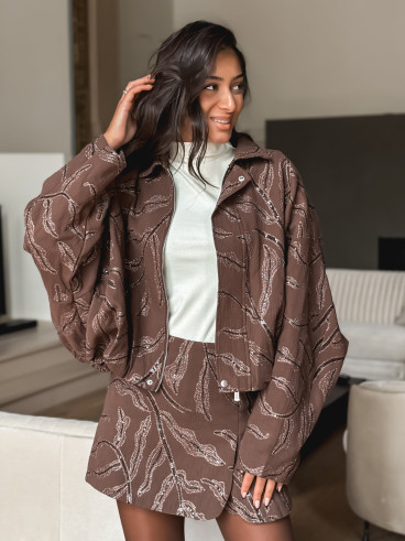 Veste à motifs Nergis - Chocolat