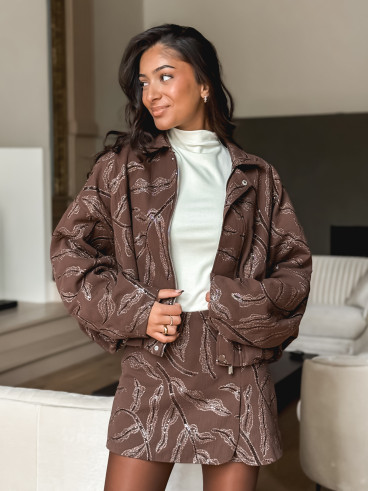 Veste à motifs Nergis - Chocolat